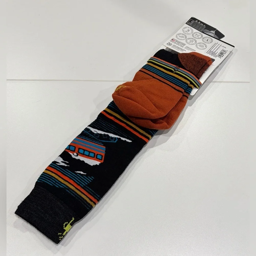 Smartwool Men's XL Snowboard Piste Machine Over The Calf Socks Black Yellow